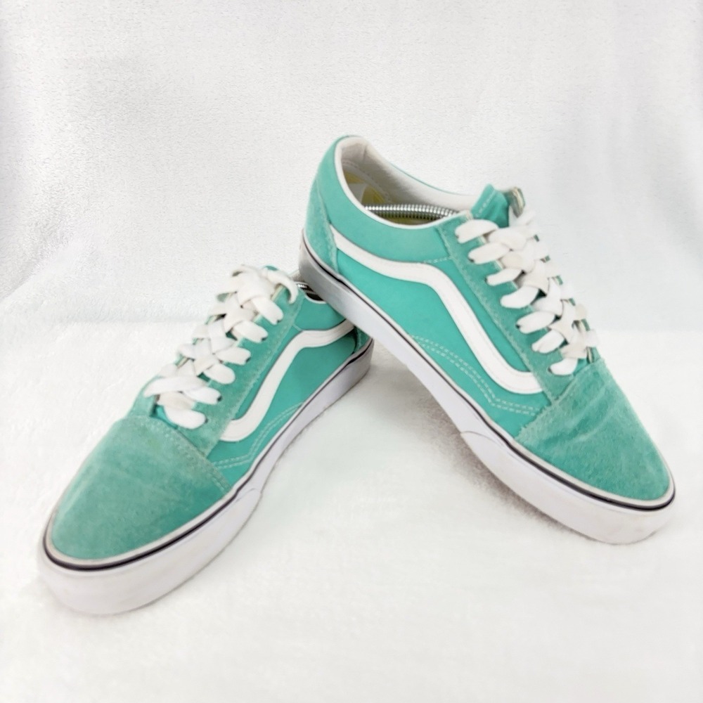 Vans Old Skool Sz 6 Mens 7.5 Womens Waterfall Green Canvas Suede Sneakers Indie